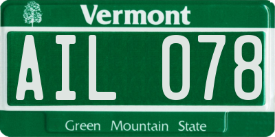 VT license plate AIL078