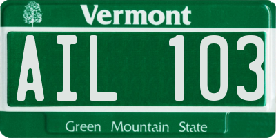 VT license plate AIL103