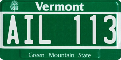 VT license plate AIL113