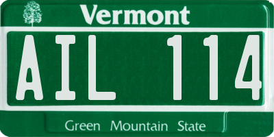 VT license plate AIL114