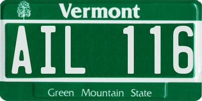 VT license plate AIL116