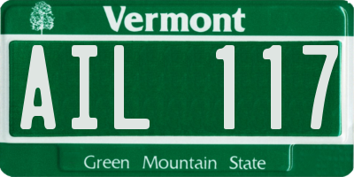 VT license plate AIL117