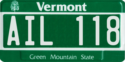 VT license plate AIL118