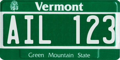 VT license plate AIL123