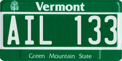 VT license plate AIL133