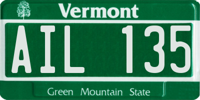 VT license plate AIL135