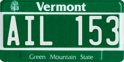 VT license plate AIL153