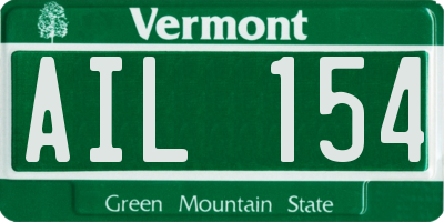 VT license plate AIL154