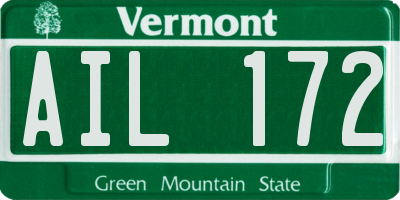 VT license plate AIL172
