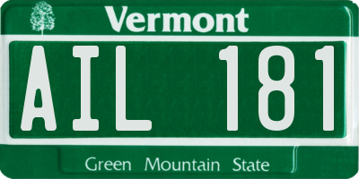 VT license plate AIL181