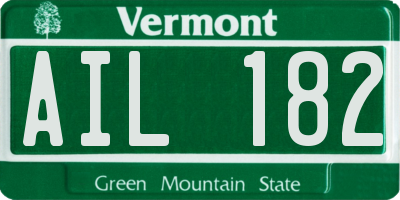 VT license plate AIL182