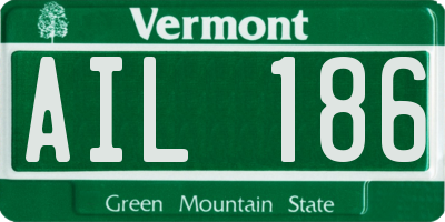 VT license plate AIL186