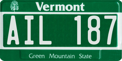 VT license plate AIL187