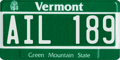VT license plate AIL189