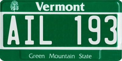 VT license plate AIL193