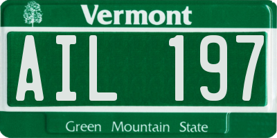 VT license plate AIL197