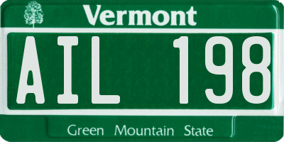VT license plate AIL198