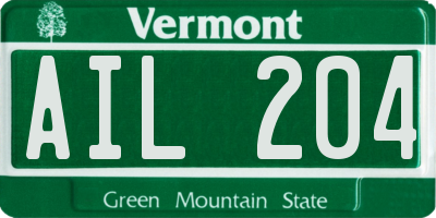 VT license plate AIL204