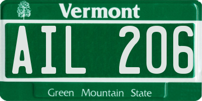 VT license plate AIL206