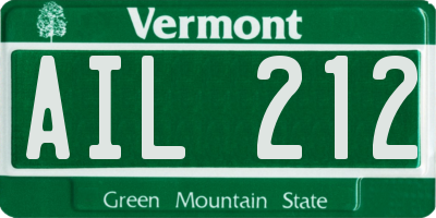 VT license plate AIL212