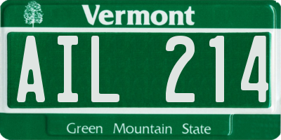 VT license plate AIL214