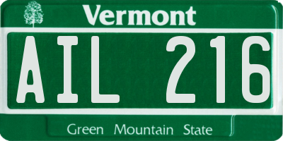 VT license plate AIL216