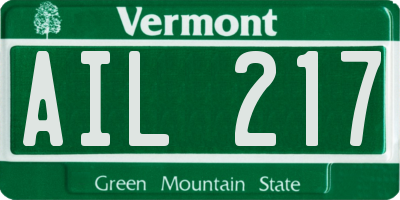VT license plate AIL217