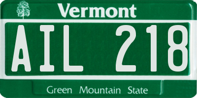 VT license plate AIL218