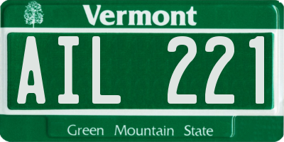 VT license plate AIL221