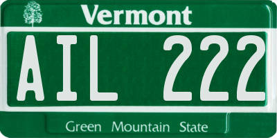 VT license plate AIL222
