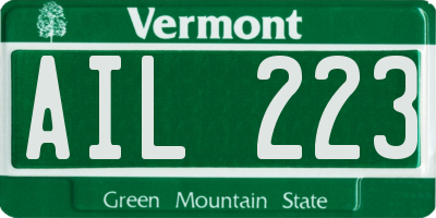 VT license plate AIL223