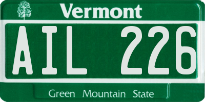 VT license plate AIL226