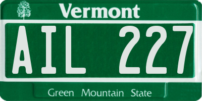 VT license plate AIL227