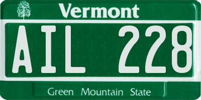 VT license plate AIL228