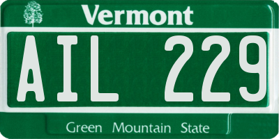 VT license plate AIL229