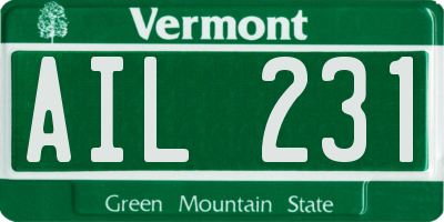 VT license plate AIL231
