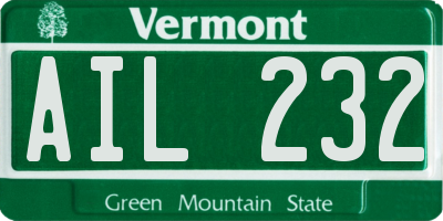 VT license plate AIL232