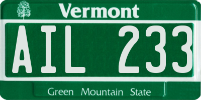 VT license plate AIL233