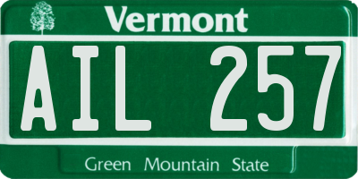 VT license plate AIL257