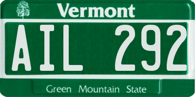 VT license plate AIL292