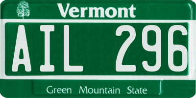 VT license plate AIL296