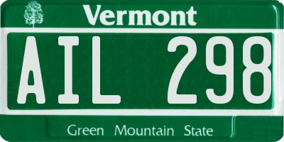 VT license plate AIL298