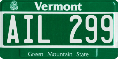 VT license plate AIL299