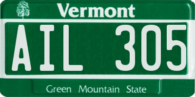 VT license plate AIL305