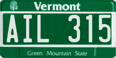 VT license plate AIL315