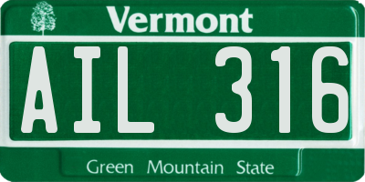 VT license plate AIL316