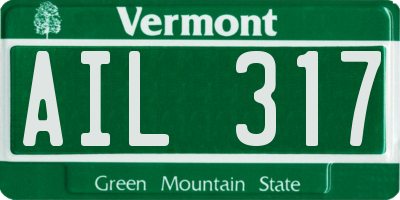 VT license plate AIL317