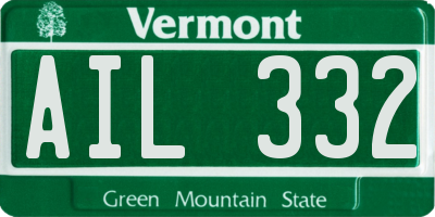 VT license plate AIL332