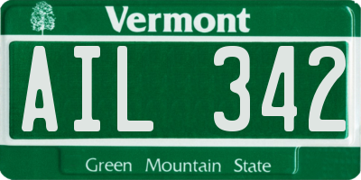 VT license plate AIL342