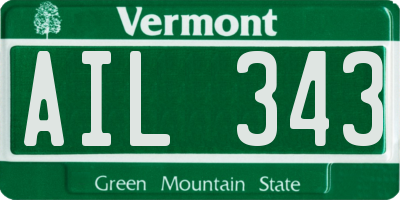 VT license plate AIL343